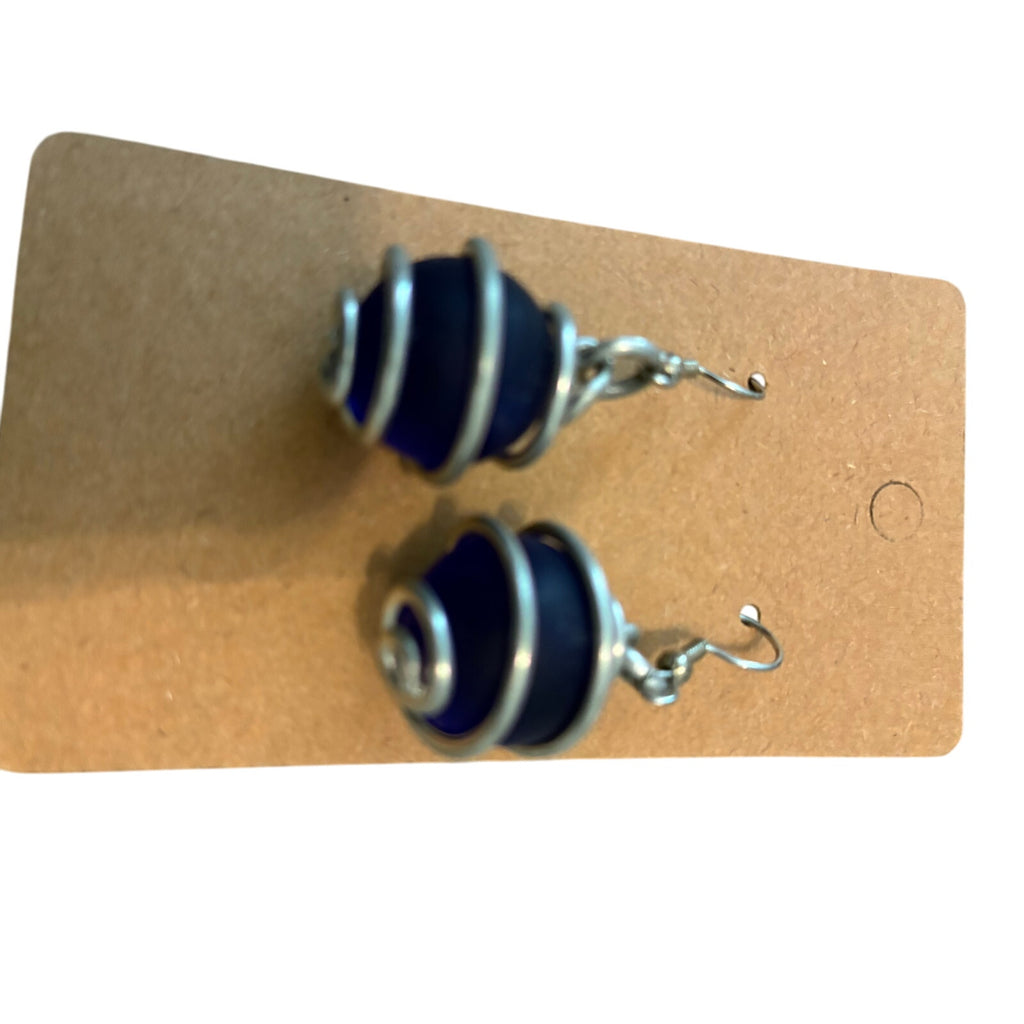 Miracle Pearl Earrings Silver Spiral Eclectic Hippie Women's O/S Retro Boho