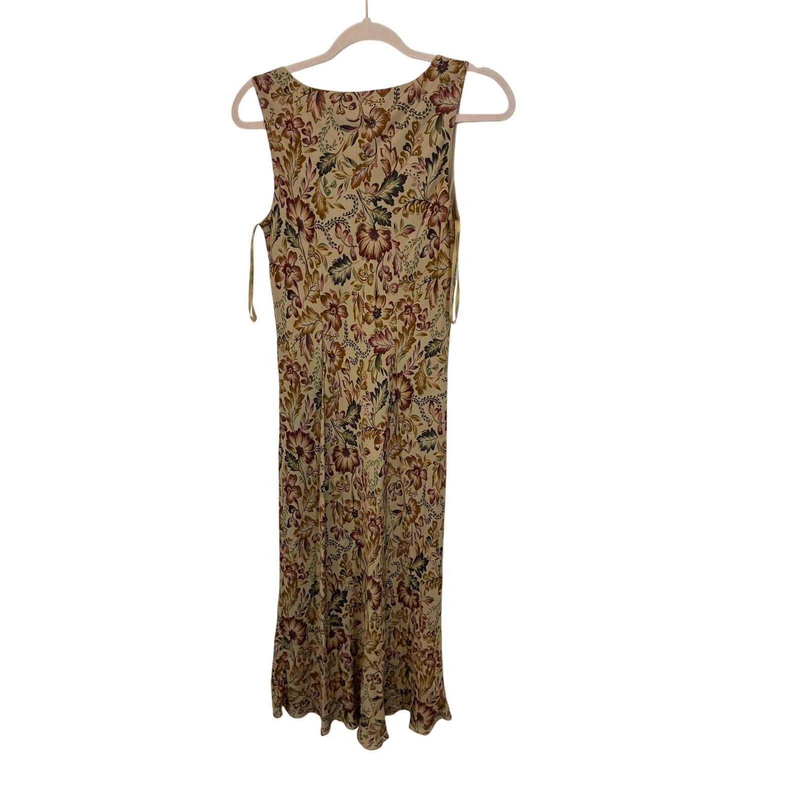 Vintage Charter Club Yellow Floral Silk Dress Women’s Size 8 Midi Elegant Classy