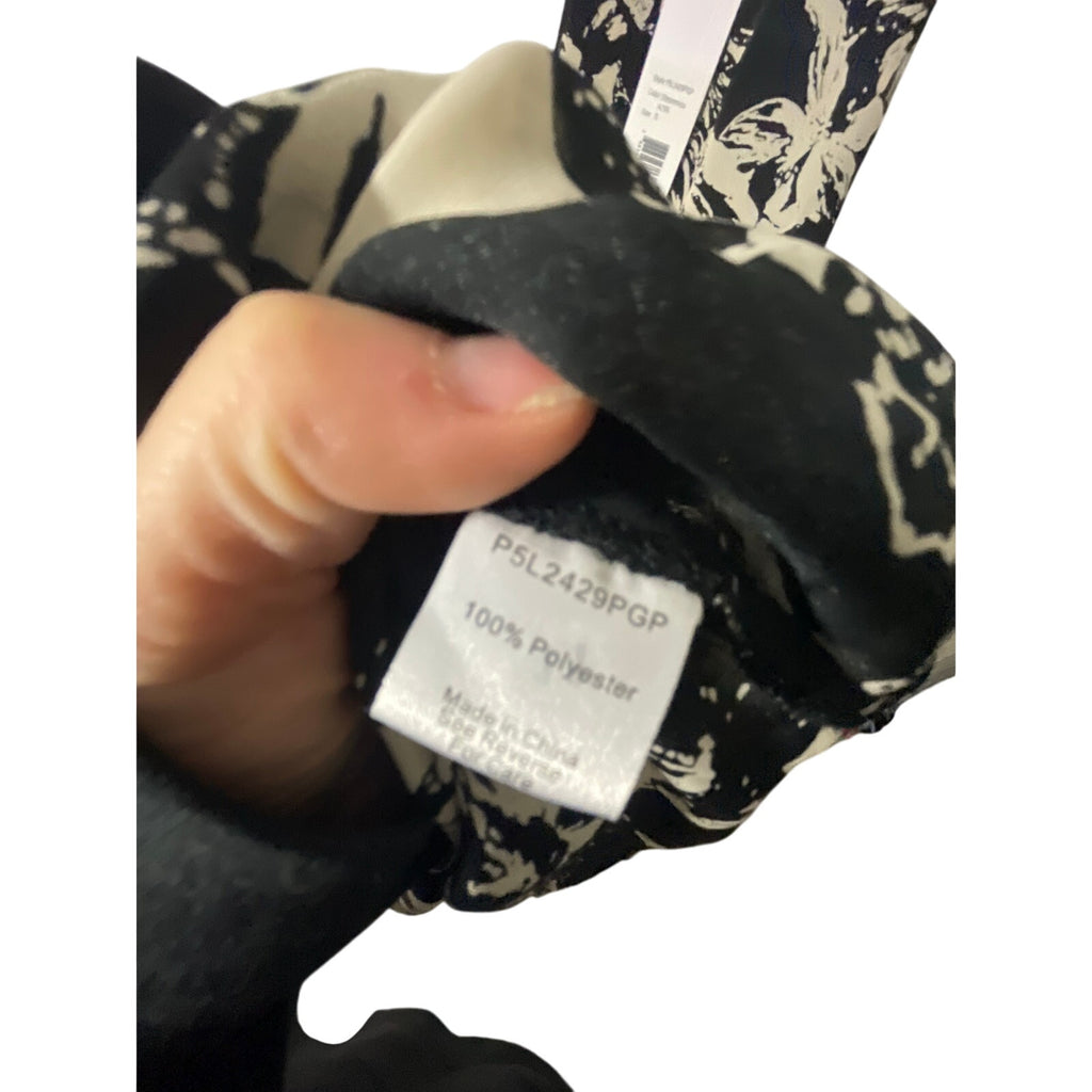 NWT Parker Elegant Keyhole Racerback Halter Black Floral Ruffle Whimsy Dress S