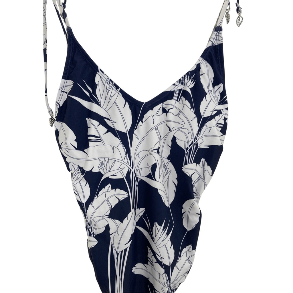 NWOT Heat Sailor Chic Navy Floral Small One Piece Boho Swim Suit Coastal Vacay