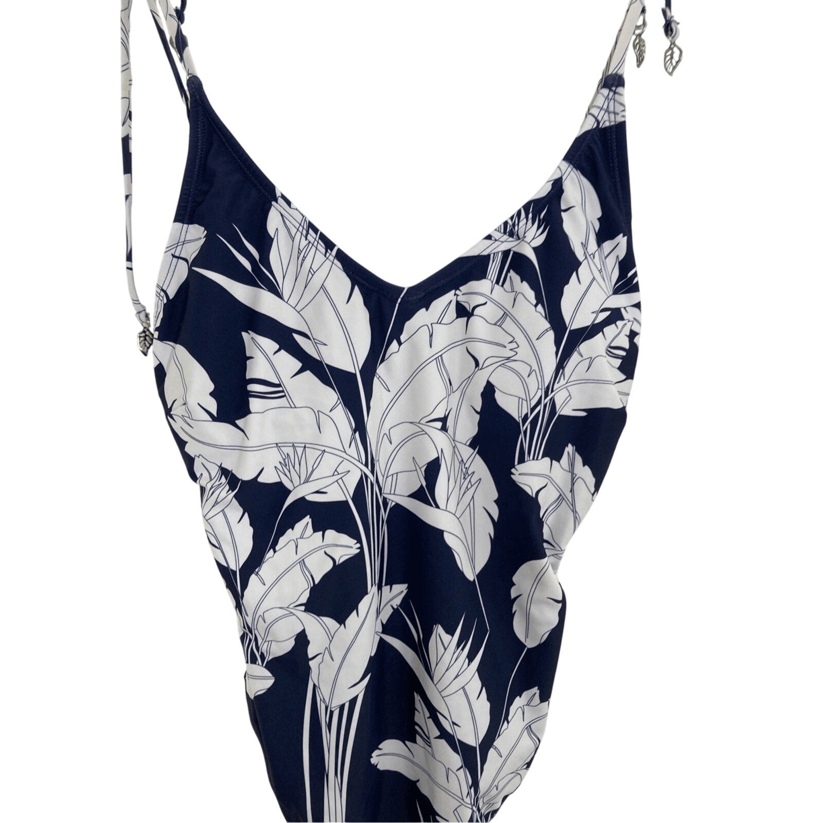 NWOT Heat Sailor Chic Navy Floral Small One Piece Boho Swim Suit Coastal Vacay