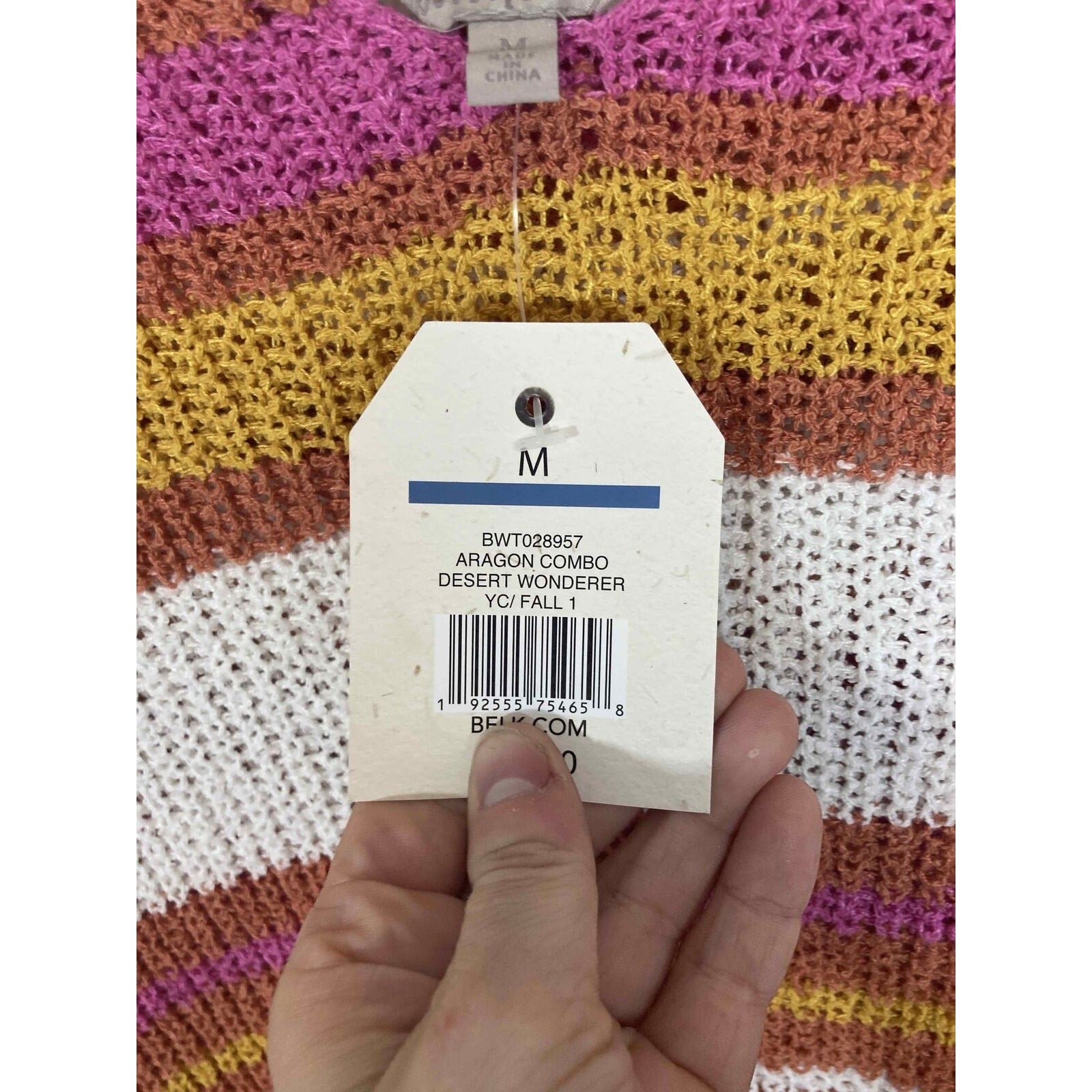 NWT Wonderly Aragon Boho Western Colorblock Sweater Medium Cozy Knit Pullover