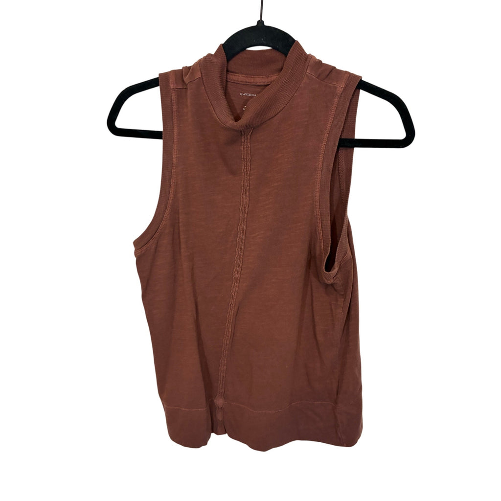 Anthropologie Womens Brown Red Jia Seamed Mock Neck Tank Top Sleeveless Small