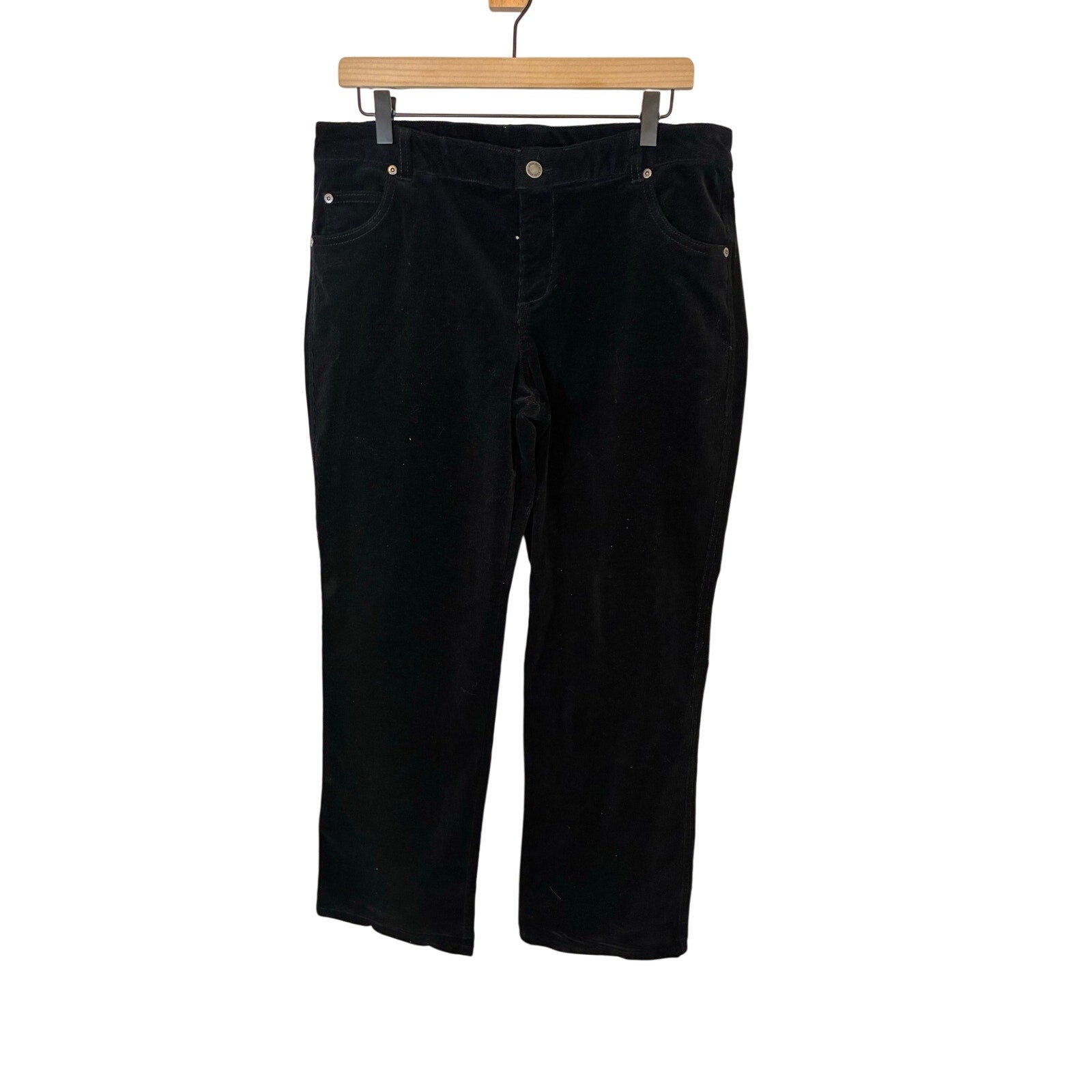 Woolrich Corduroy Pants 12 Black High-Rise Straight Leg Cotton Blend Casual