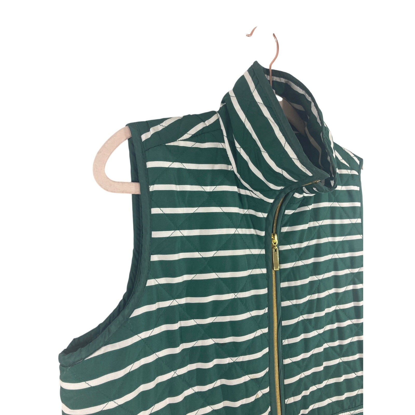 Activology Women's Sleeveless Green  Holidaycore Striped Puffer Vest