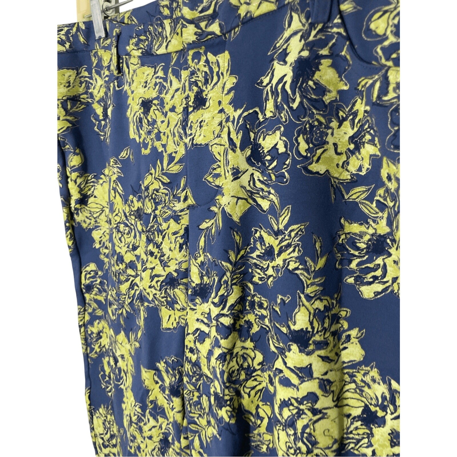 Soft Surroundings Women's Elisabetta Ankle Pants Blue Green Floral Size Large