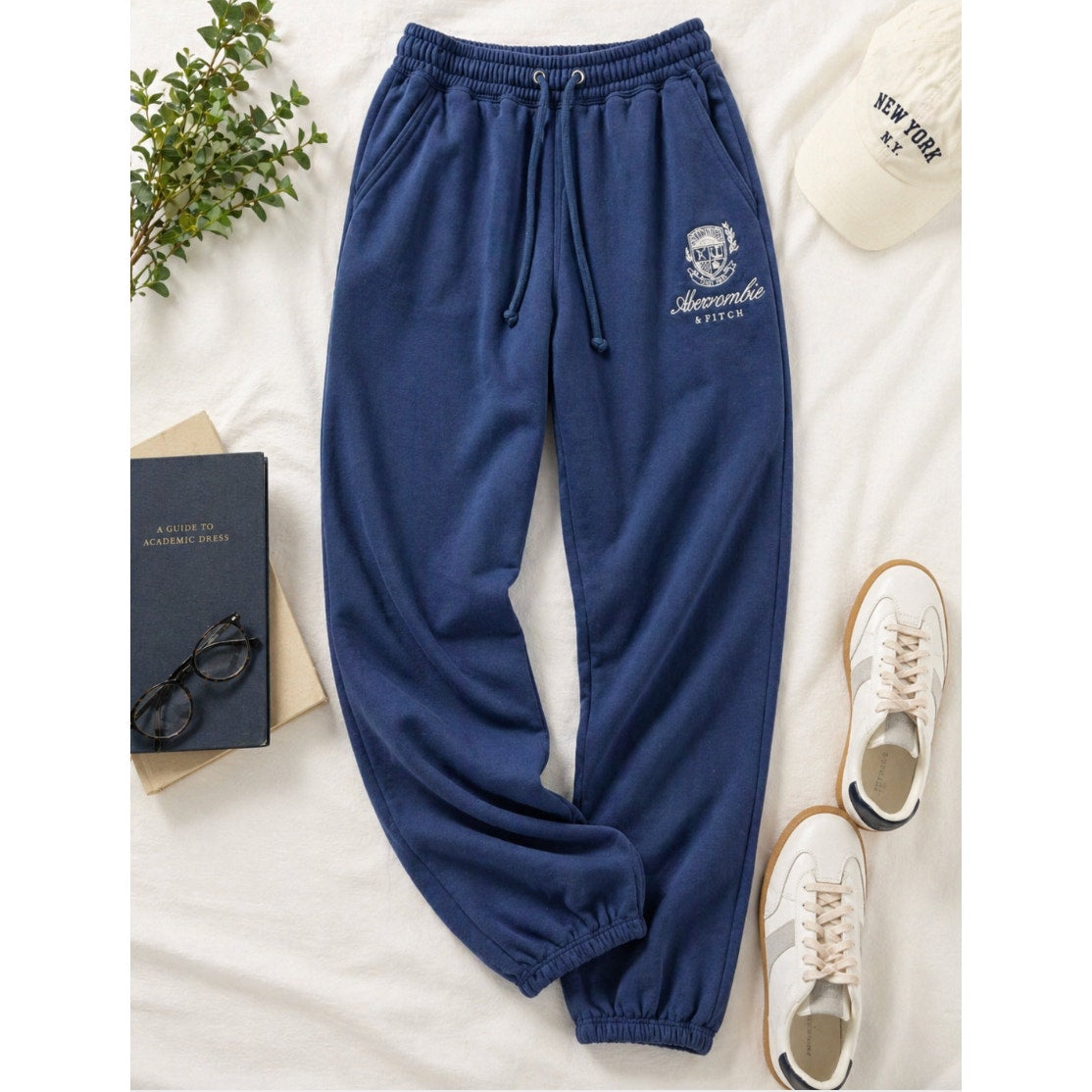 Abercrombie Blue Joggers Womens Small Academia Cozy Minimalist Lounge Sweatpants
