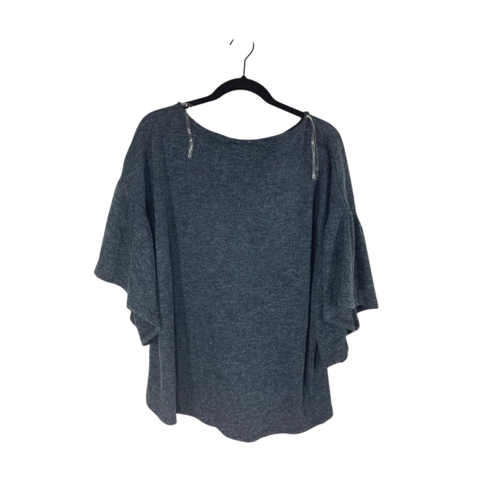 Umgee Tie Front Bell Sleeve Grey Sweater Lagenlook Slouchy Comfy Oversized Top M