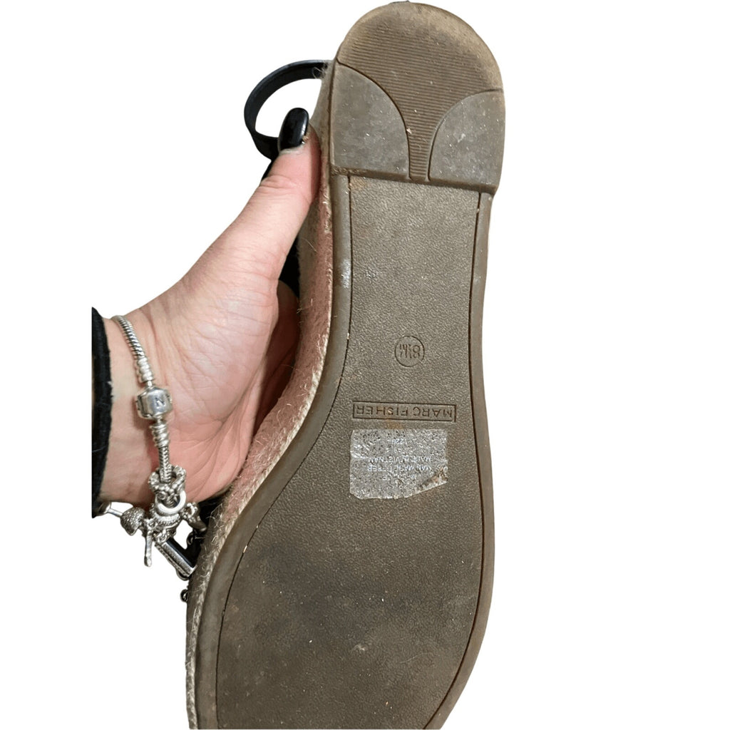Marc Fisher Joyce Espadrille Platform Sandal Black 8 Casual Preppy Summer Jute 8
