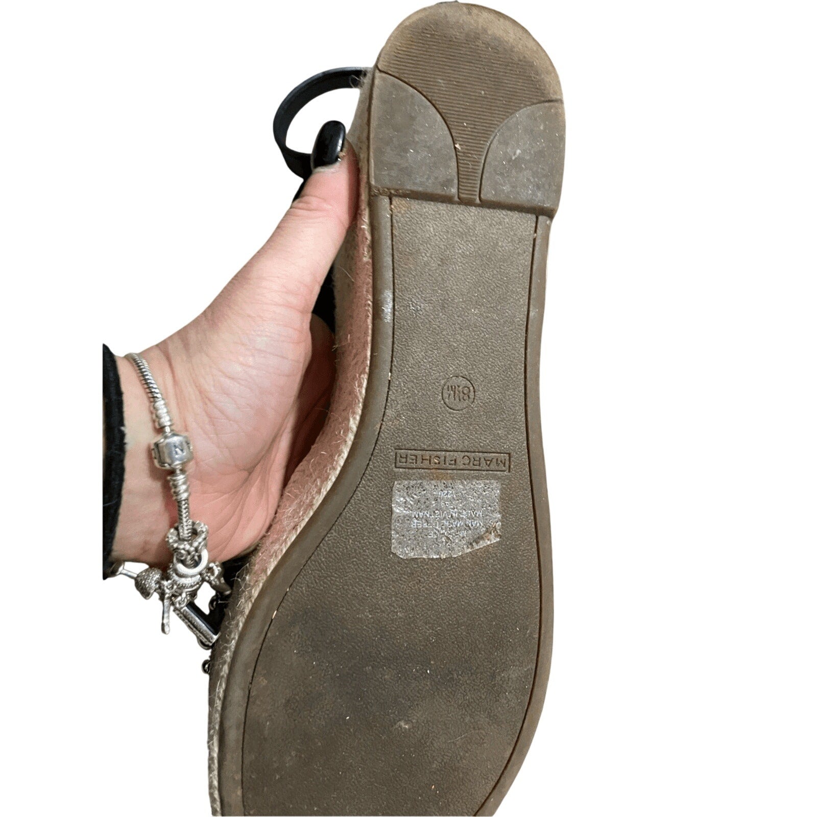 Marc Fisher Joyce Espadrille Platform Sandal Black 8 Casual Preppy Summer Jute 8