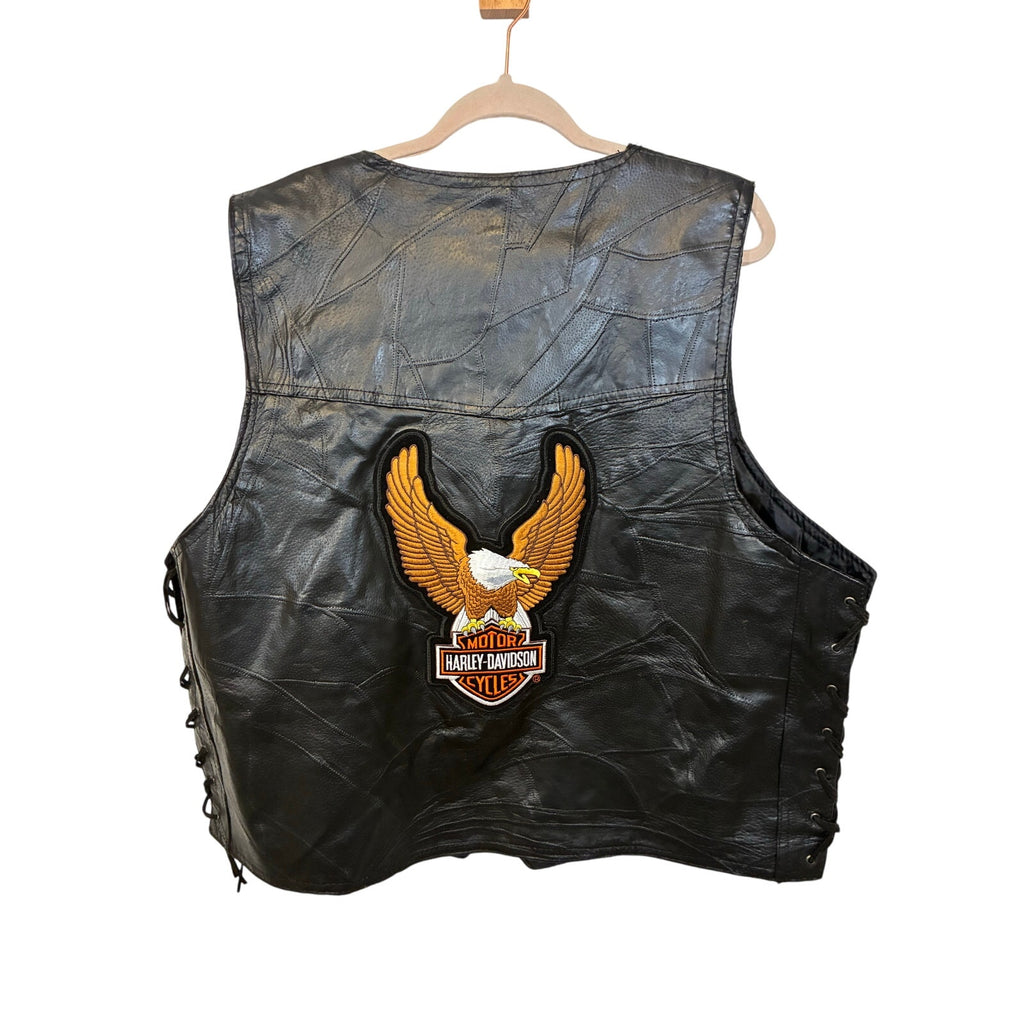 Harley Davidson Rocky Ranch Hides Rock Men's Genuine Hog Leather Biker Vest 2X