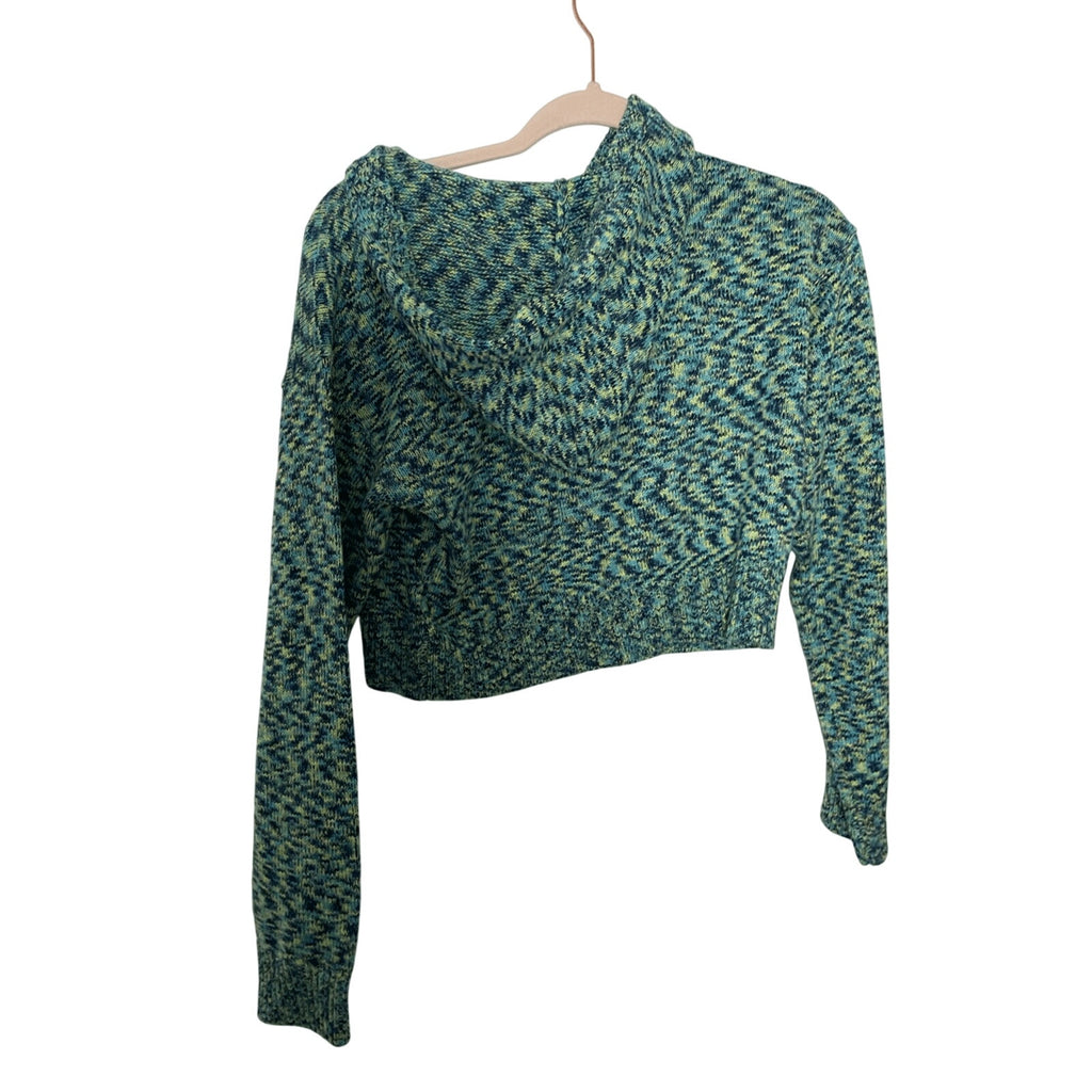 Revolve Superdown Deliah Acrylic Mixed Media Blue Green Cropped Hoodie