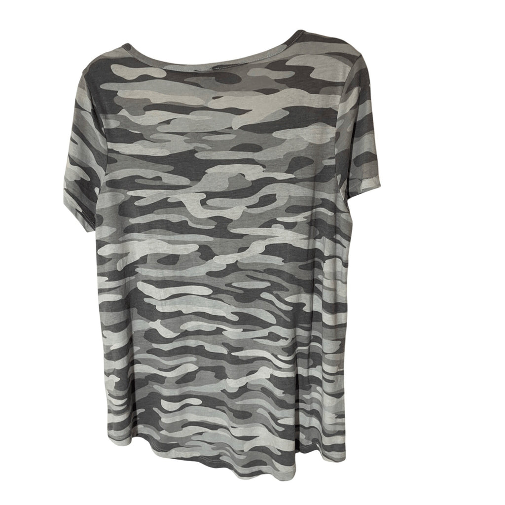 Classic Fit Vintage Burnout Camo Casual Collegiate Lounge Comfy V-Neck Tee