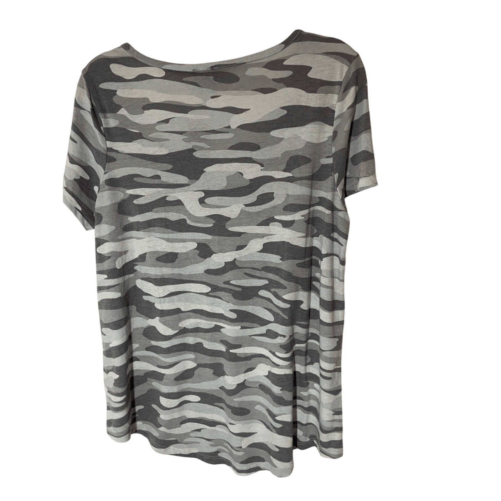 Classic Fit Vintage Burnout Camo Casual Collegiate Lounge Comfy V-Neck Tee