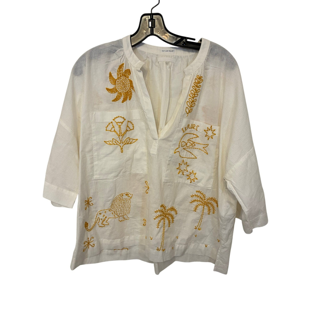 Mother The Down The Middle Popover Lion’s Den Blouse Relaxed Boho Boxy XS