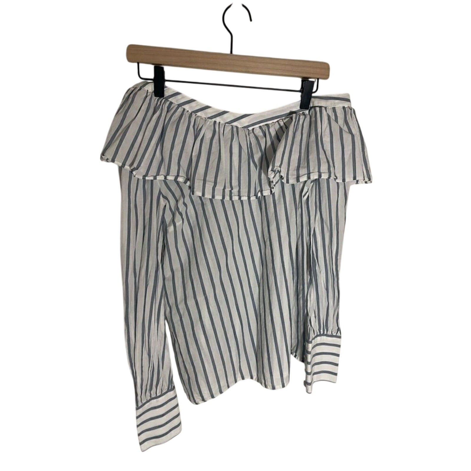 Paige Denim Cotton Stripe Off the Shoulder Women's Sailor Blouse Nautical Preppy