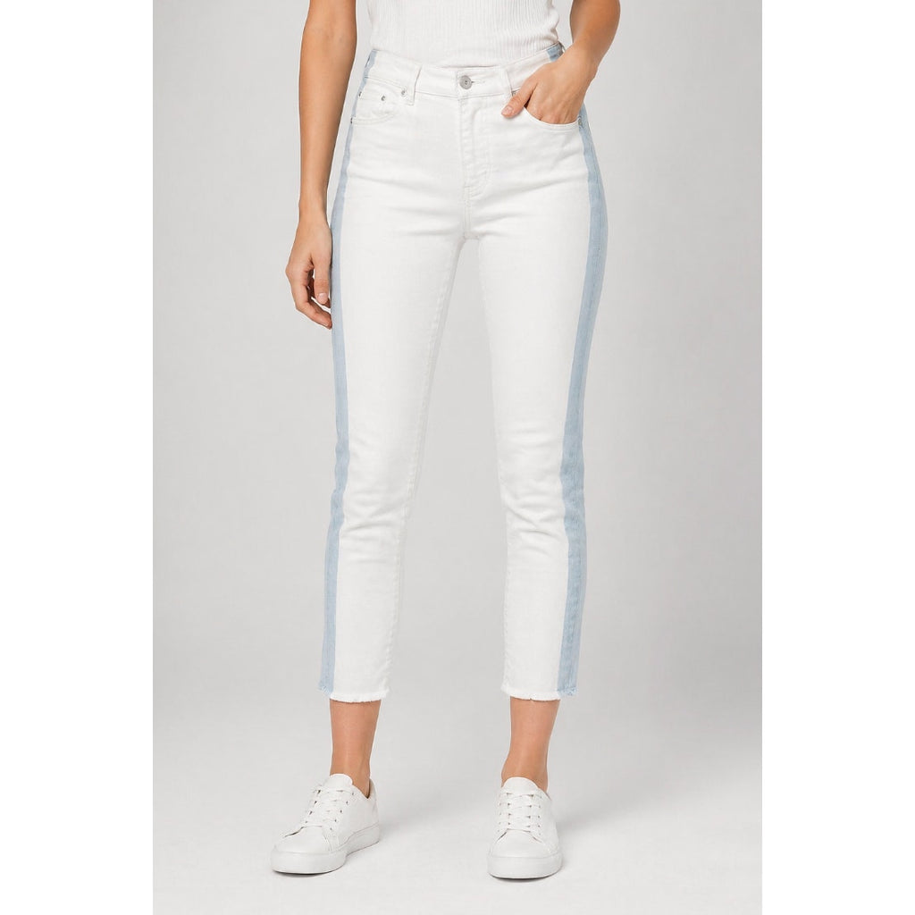 Ann Taylor Loft White Skinny Jeans Womens 24 High Rise Cropped Western Stripe