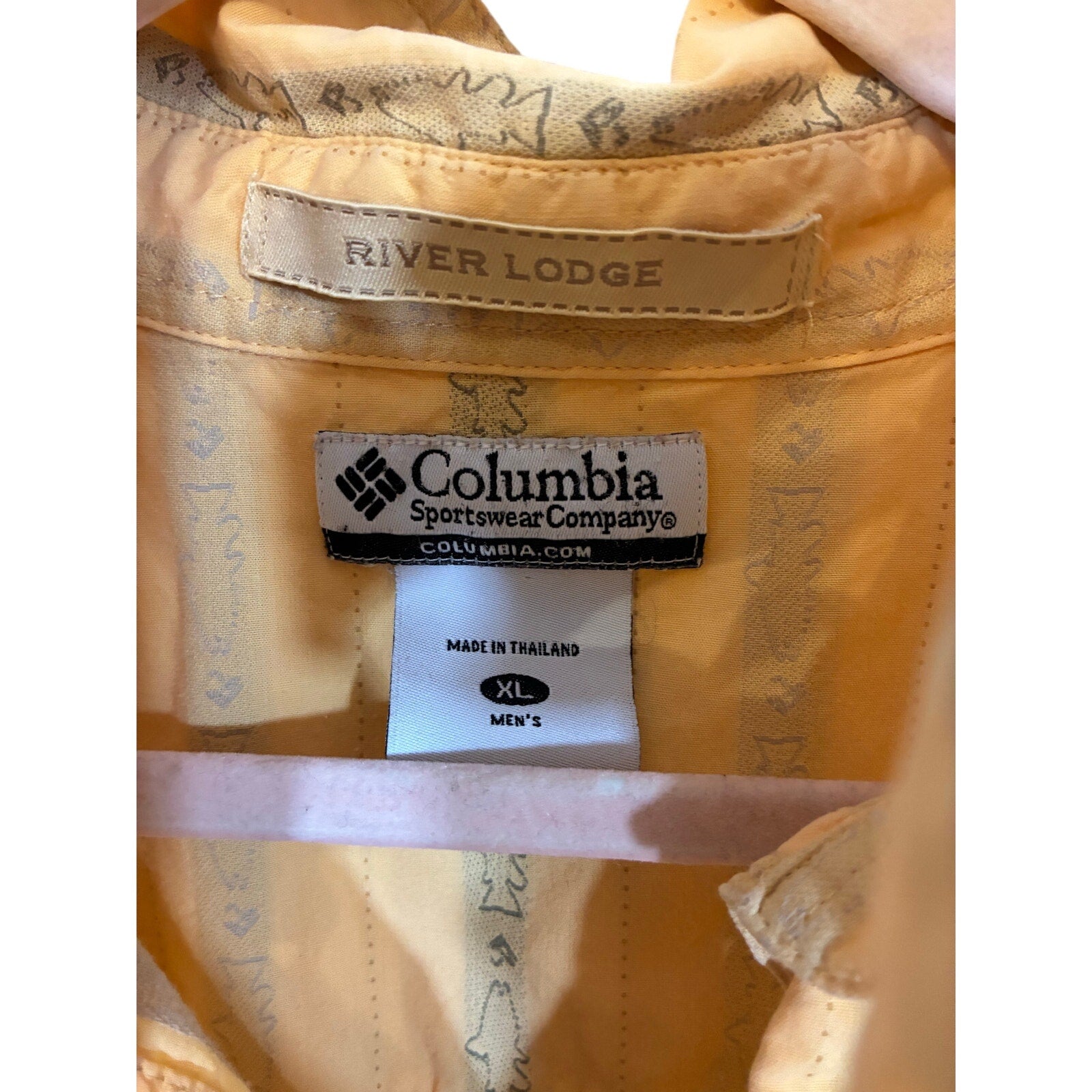 Columbia River Lodge Yellow Shirt Fly Fishing Pattern XL Grandpa Core Utility