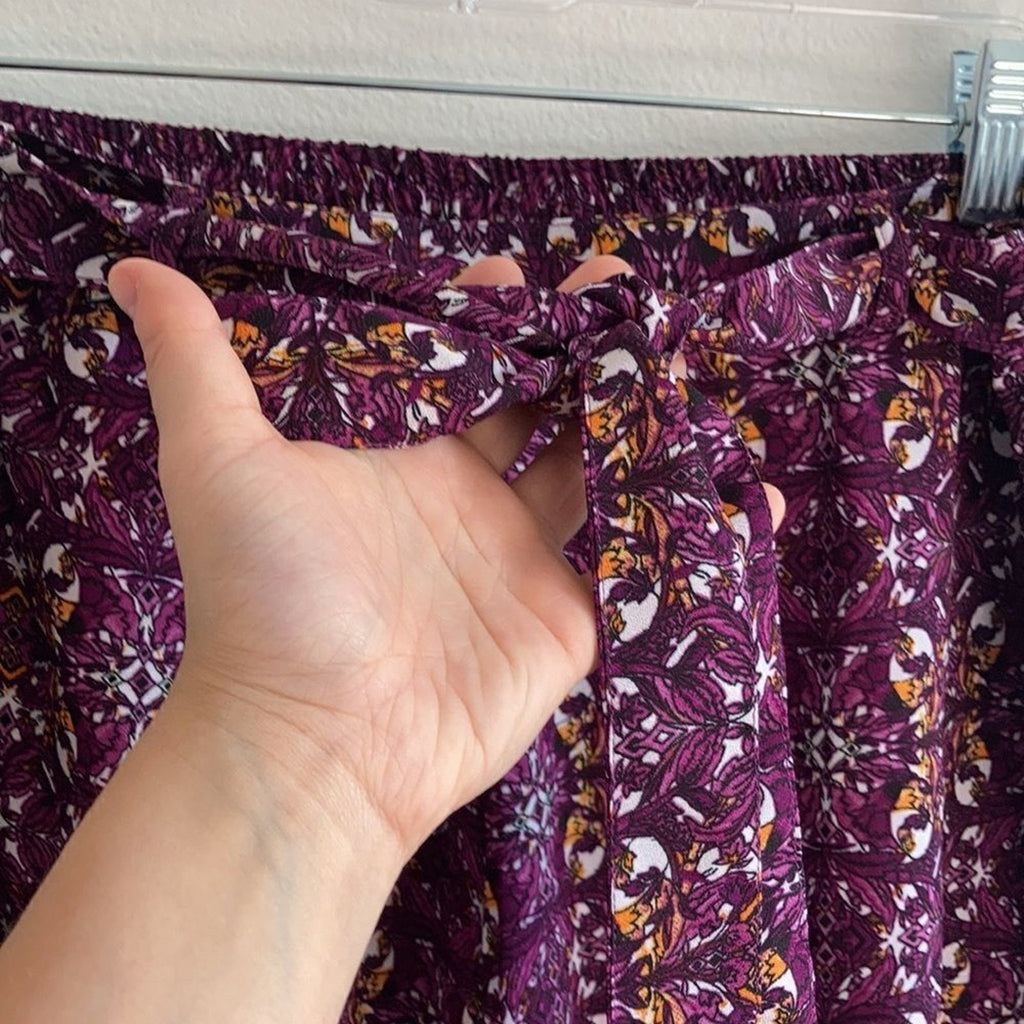 Ashley Stewart Paisley Boho Culotte Novelty Print Art to Wear Flowy Shorts