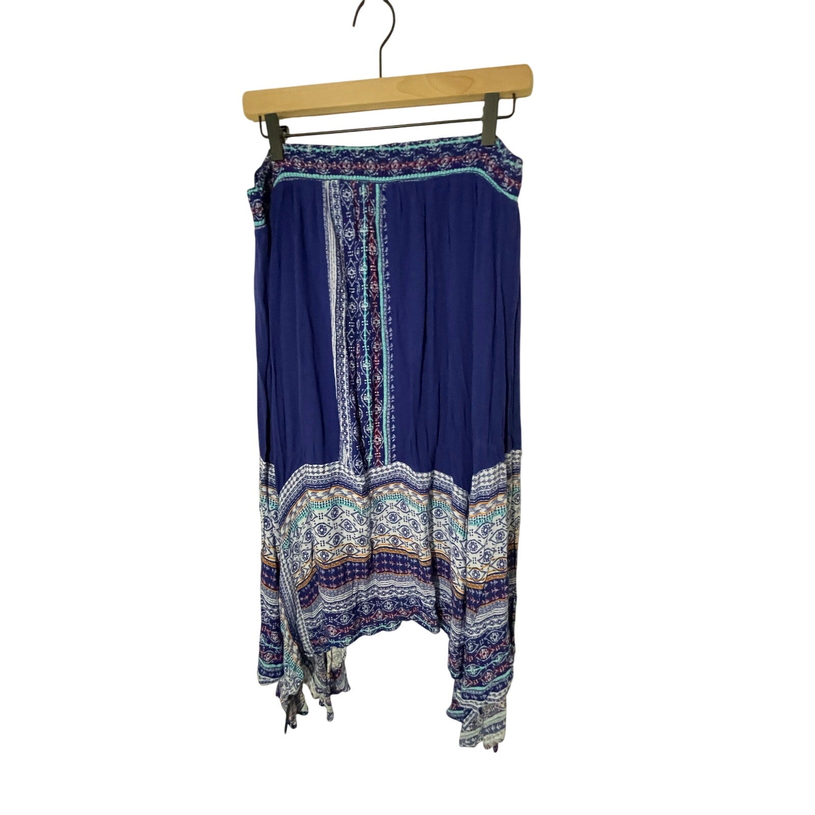 New Directions Women's Large L Blue Paisley A-Line Skirt Novelty Boho Hippie