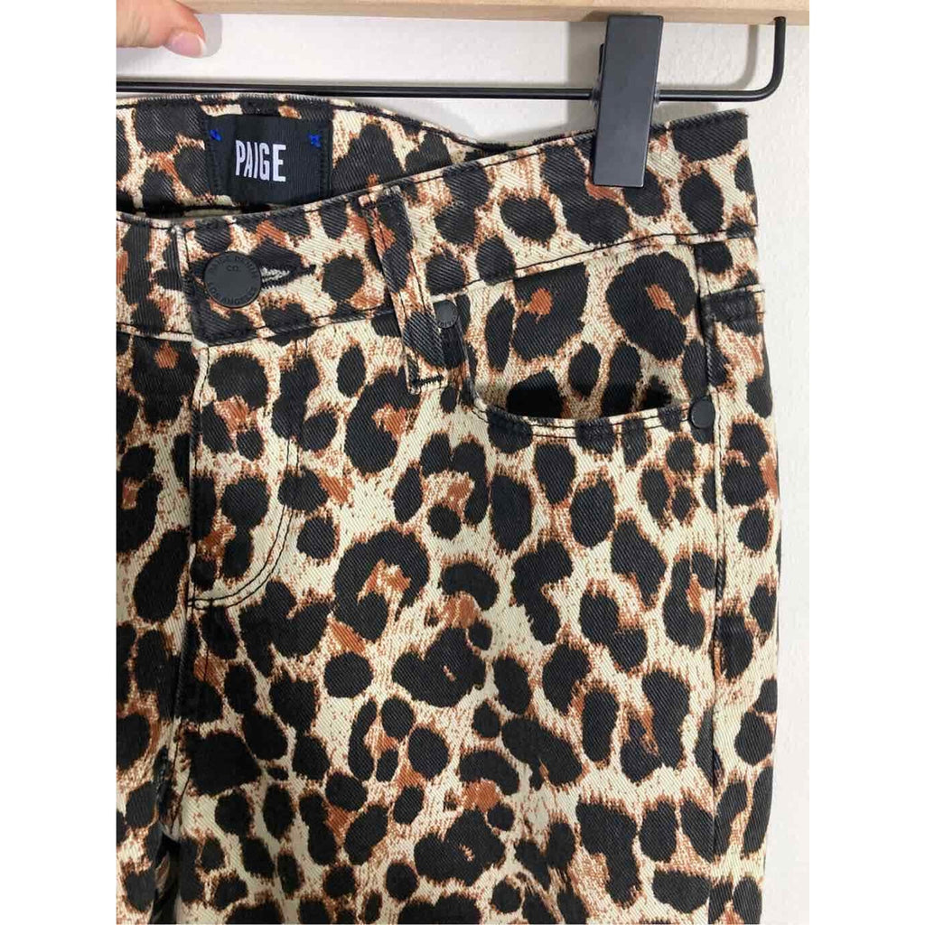 NWT Cheetah Print Paige Raw Hem Verdugo Ankle Mob Wife Mom Jeans