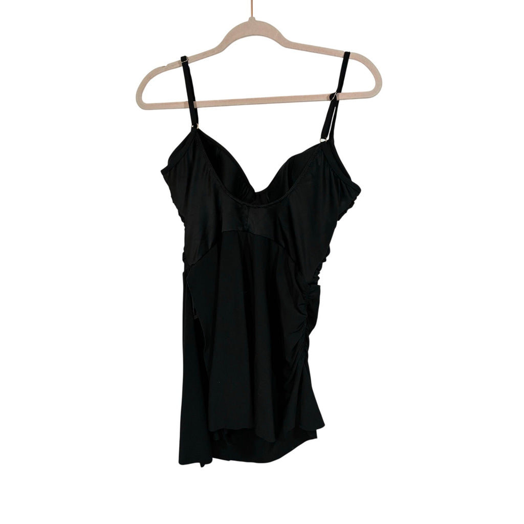 Miracle Suit Magicsuit Rita Black Swimsuit Ruched Flyaway Tummy Control Size 14
