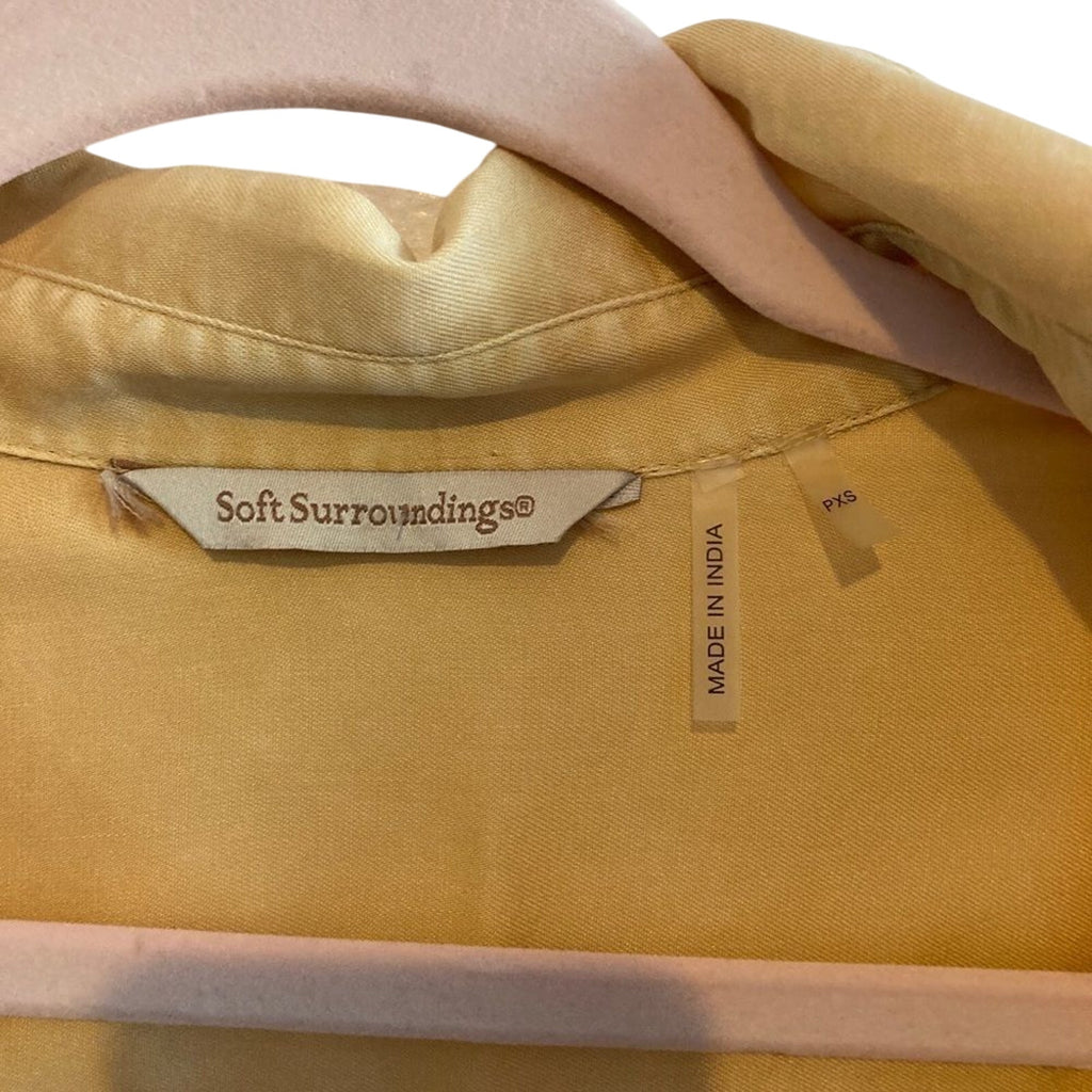 Soft Surroundings XS Yellow Rustic Button Up Farmhouse Utility Gorpcore Blouse