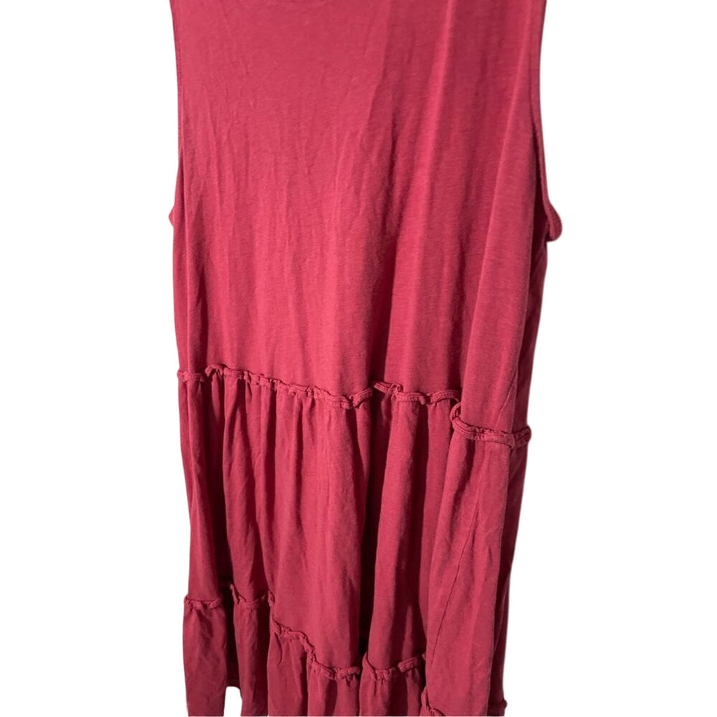 Loft Cotton Tiered  Barbie Pink Cottage Farmhouse Lagenlook Large Tank Dress