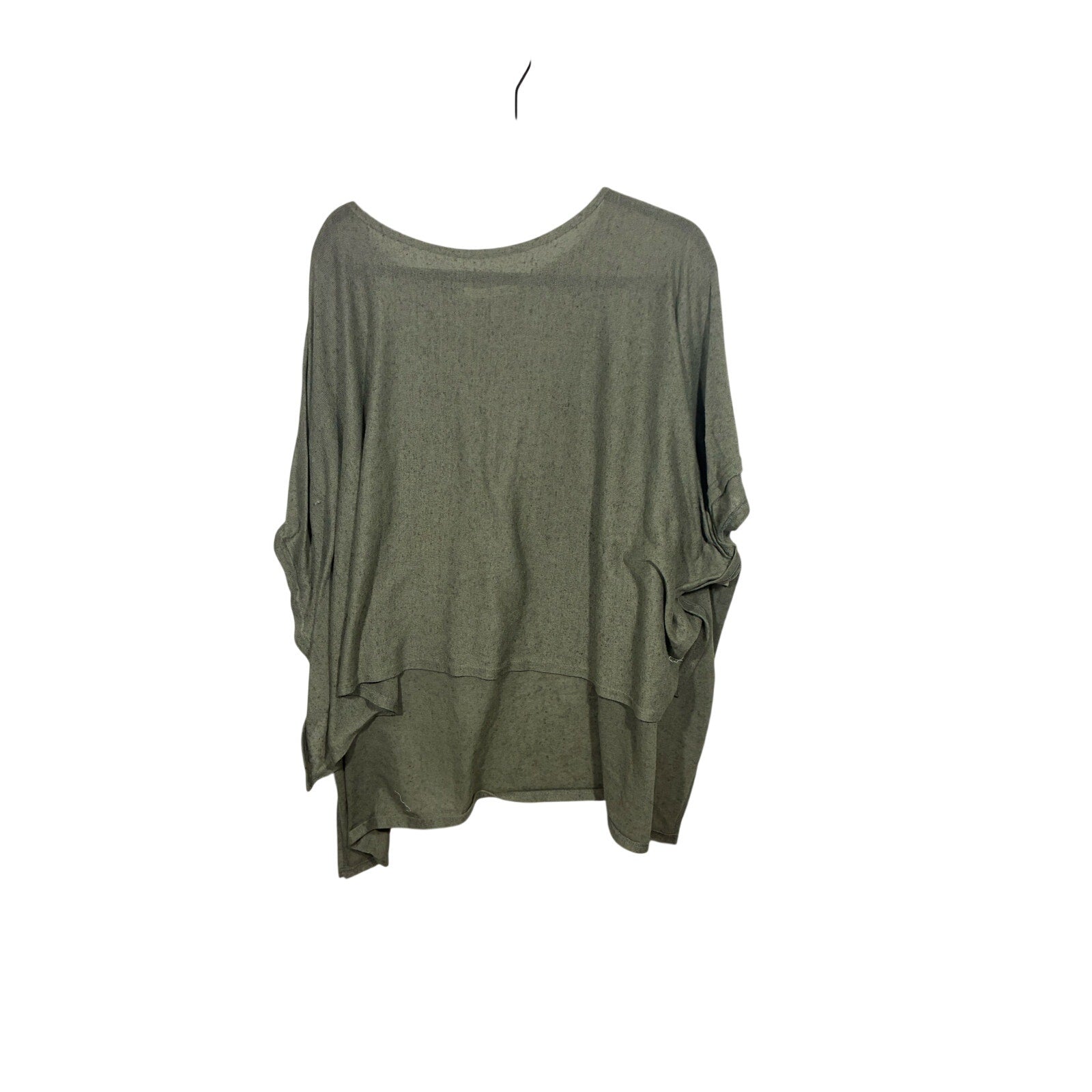 Do Everything In Love Linen Gauzy Olive Green Lagenlook Drop Sleeve Top Artsy OS
