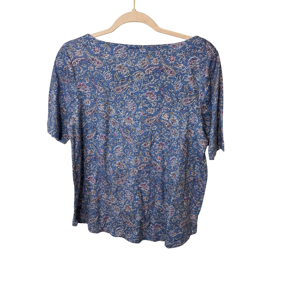 J. Jill Paisley Print Tee Blue Casual Boho Coastal Grandma Top Pima Cotton M