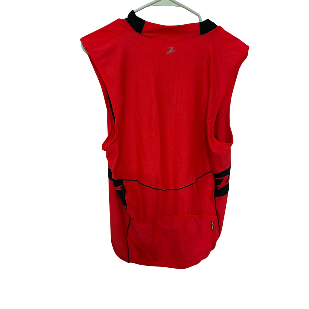 Zoot Tri Sleeveless Jersey Mens XL Red HalfZip Back Pocket Cycling Triathlon Top