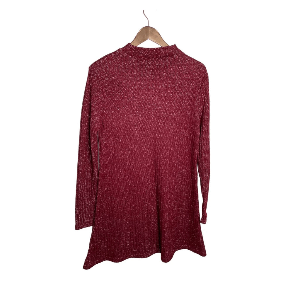 NWT Urban Outfitters Wine Burgundy Shimmer Mock Neck Long Sleeve Dress
