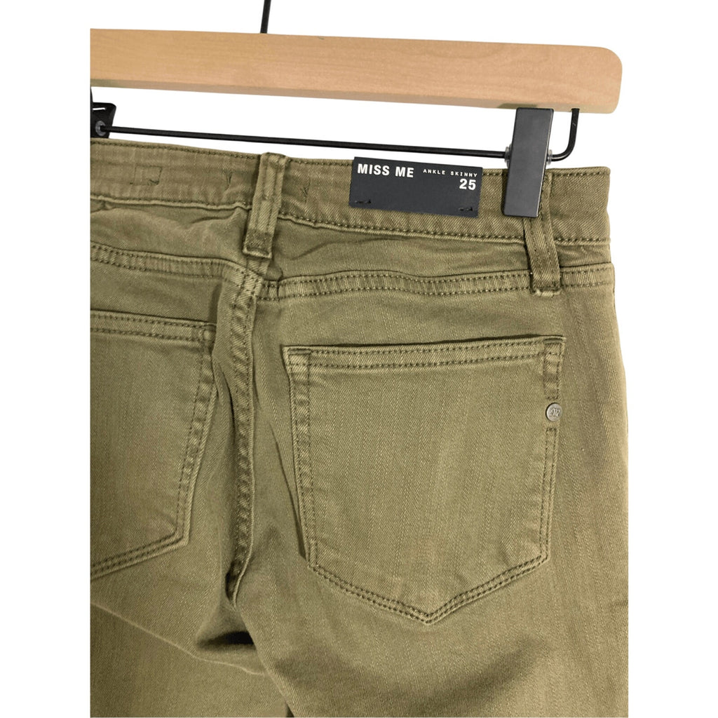 NWT 25 Miss Me Jeans Olive Green Patch It Up Army Biker Ankle Skinny Jeans
