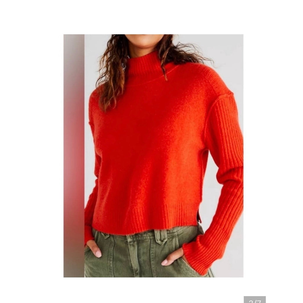 Free People Aubrey 100% Cashmere Turtleneck Sweater Soft Luxe Knit Small Preppy