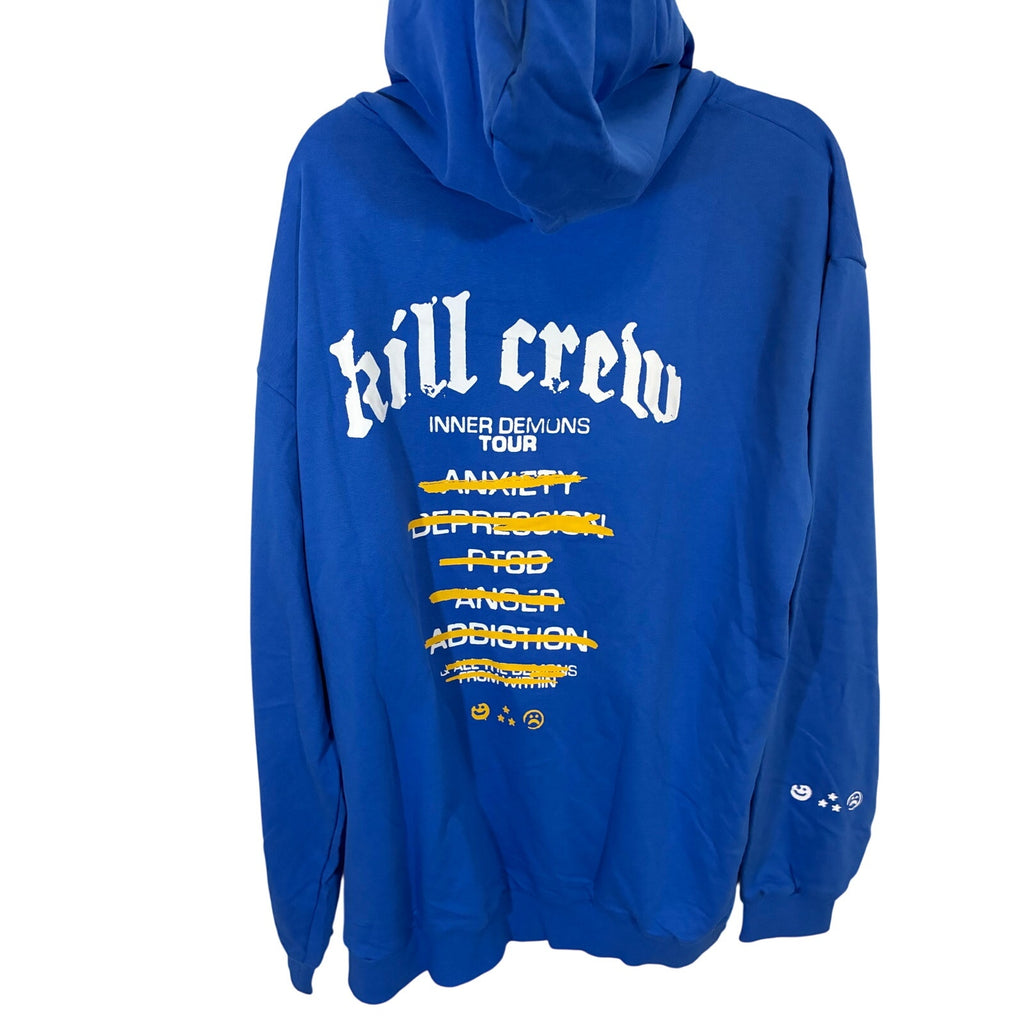 Kill Crew Inner Demons Tour Graphic Hoodie Blue White Unisex 4XL Streetwear