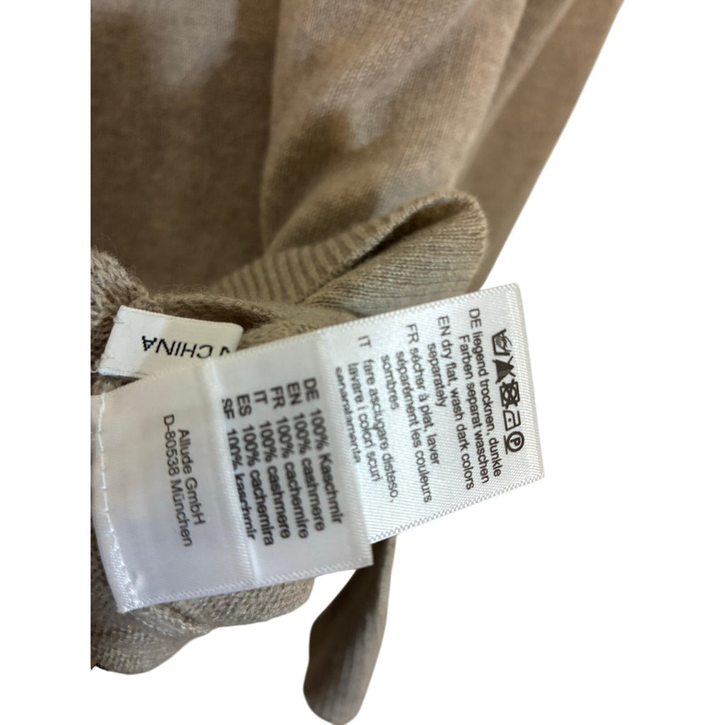 NWOT Allude Cashmere Women Sweater Preppy Nude Taupe Brown V-Neck Minimalist