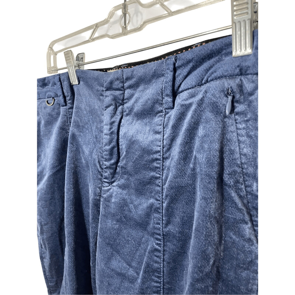 Anthropologie The Essential Slim Velvet Blue Cropped Pants SZ 4