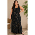 Vintage Hugs & Kisses Dainty Cottage Boho Plus Black Maxi Bodycon Slip Dress 3XL