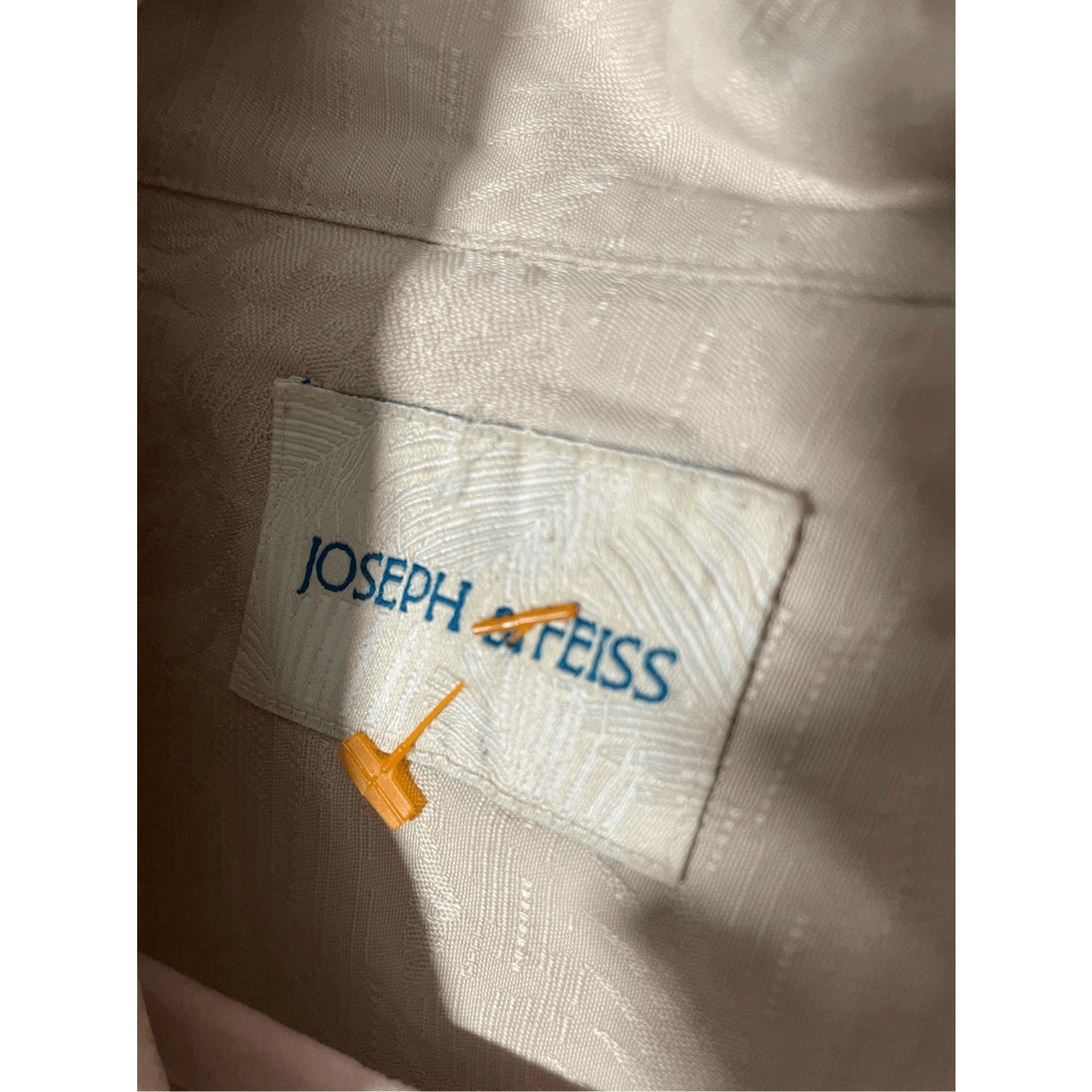 Joseph & Feiss Shirt Mens Size Large Tan 100% Silk Camp Palms Textured Button Up