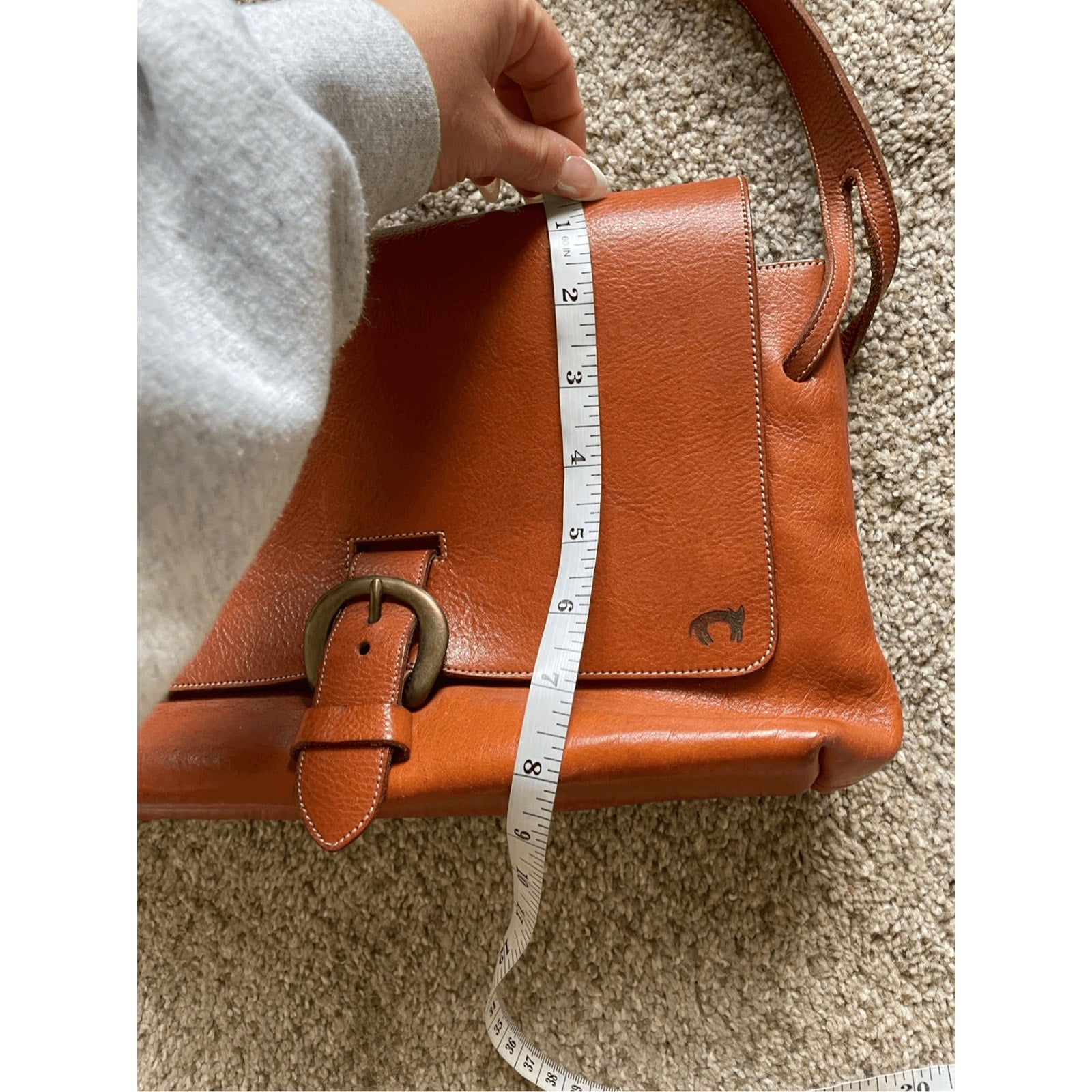 Women's Genuine Leather Suede Upper Front Belt Buckle Crossbody Granola Girl