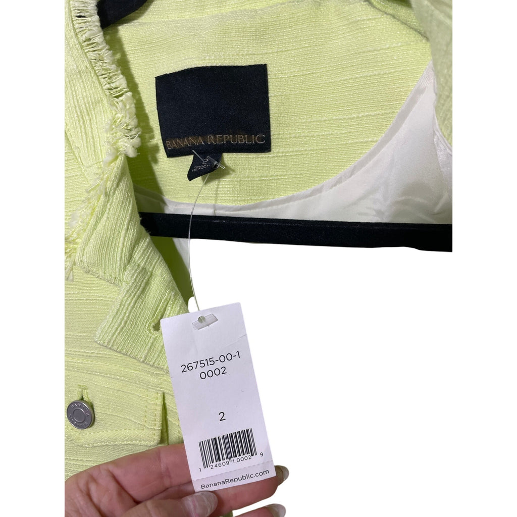 NWT Banana Republic Citron Lime Green Twee Preppy Academia Femme Jacket SZ 2