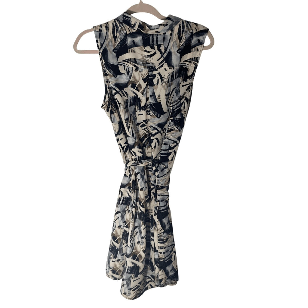 Dana Buchman Tribal Print Front Button Up Novelty Cocktail Dress Coastal Preppy