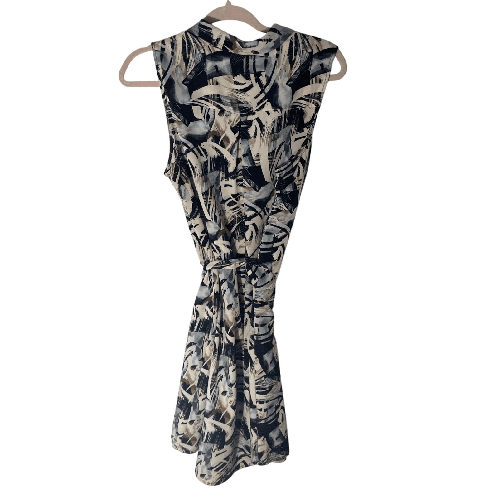 Dana Buchman Tribal Print Front Button Up Novelty Cocktail Dress Coastal Preppy