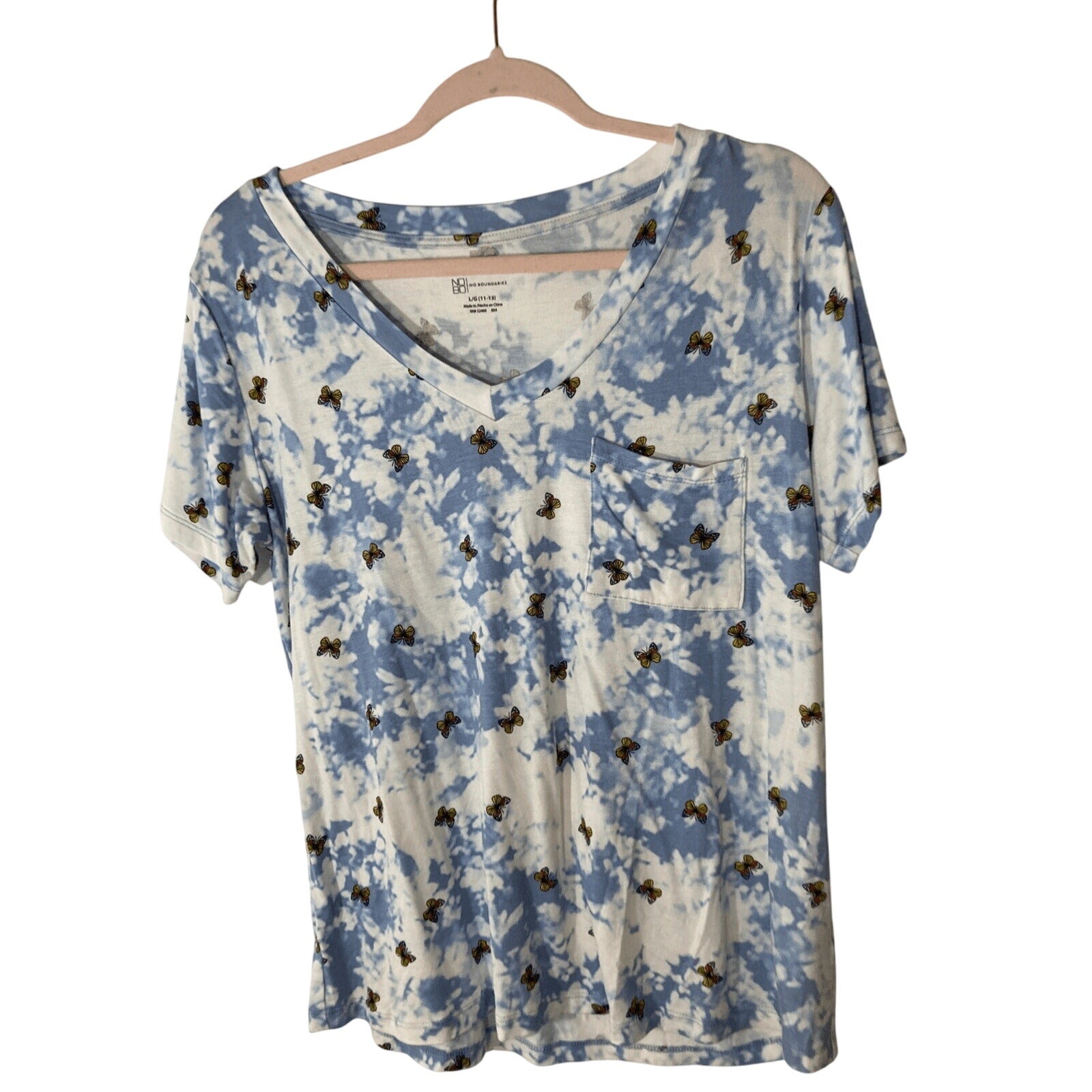 No Boundaries In The Clouds Butterfly Soft Printed Novelty Print Short Sleeve