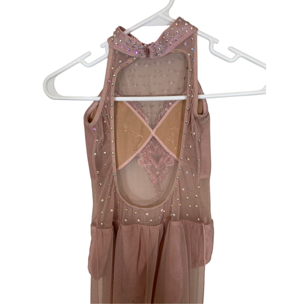 Patrick James Pink Embezzled Dance Leotard With Train Youth L