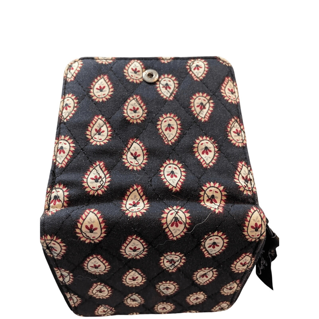 Vera Bradley CLASSIC BLACK Mini Zip Wallet Bifold Snap Close Change Purse