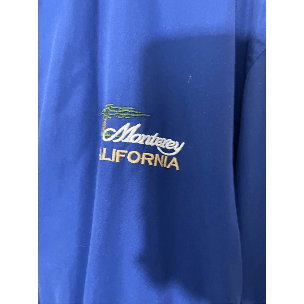 Vintage Monterey CA Windbreaker Jacket Men's Large Blue Full Zip Streetwear
