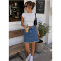 H&M Denim Above Knee Denimcore Y2K Modest Raw Hem Medium Wash Skirt