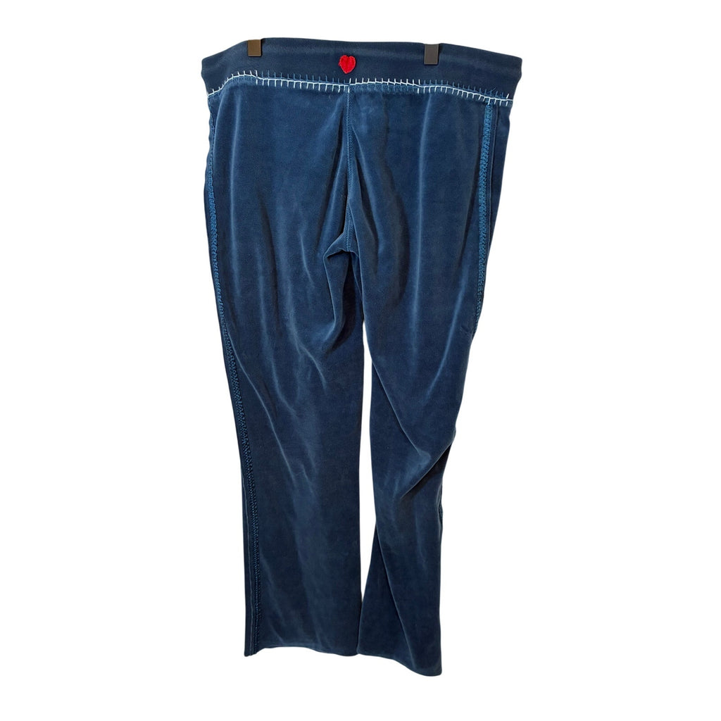 Twisted Heart Y2K Velour Drawstring Sweat Pants Blue Womens Size M Lounge