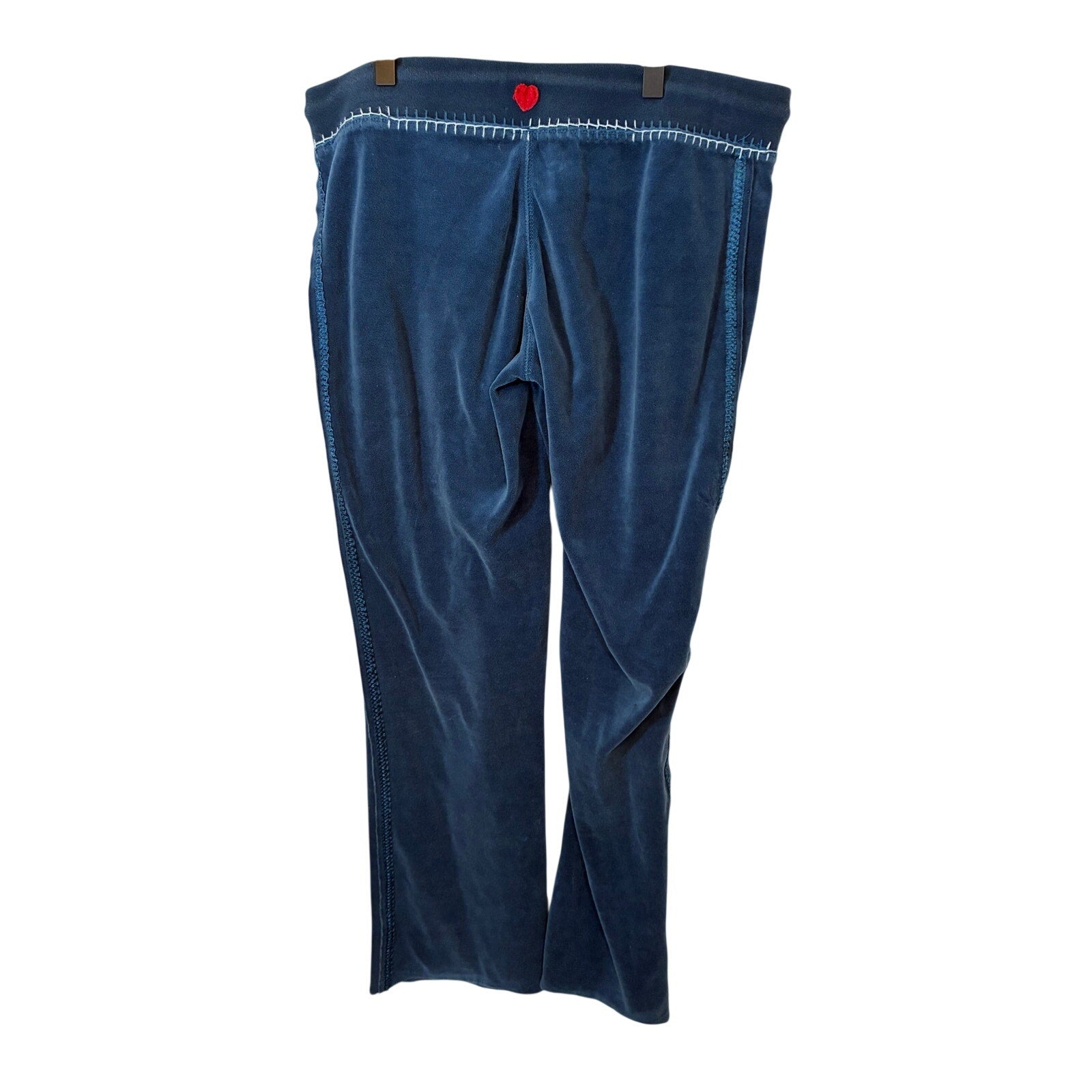Twisted Heart Y2K Velour Drawstring Sweat Pants Blue Womens Size M Lounge